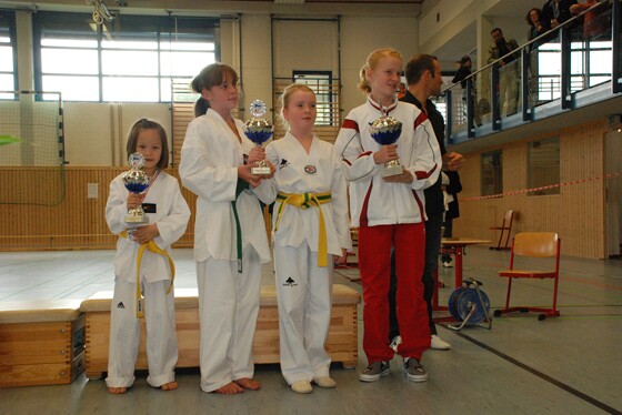 Charlotte Kaiser (l.) nimmt den Vereinspokal für den 3. Platz in Empfang.